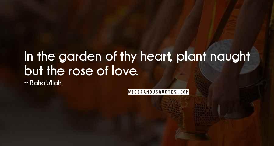 Baha'u'llah Quotes: In the garden of thy heart, plant naught but the rose of love.