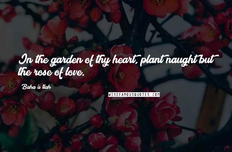 Baha'u'llah Quotes: In the garden of thy heart, plant naught but the rose of love.