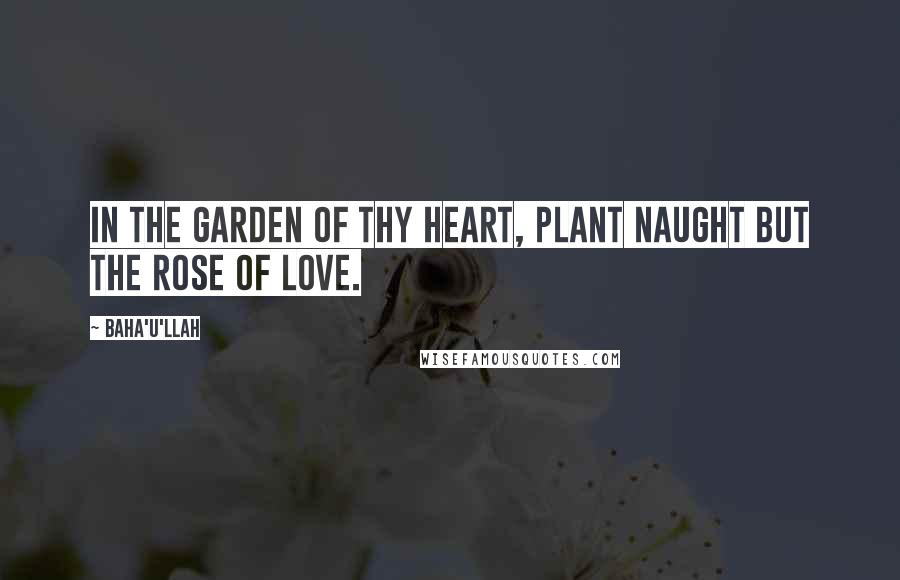 Baha'u'llah Quotes: In the garden of thy heart, plant naught but the rose of love.