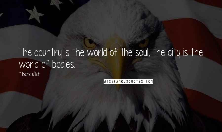 Baha'u'llah Quotes: The country is the world of the soul, the city is the world of bodies.