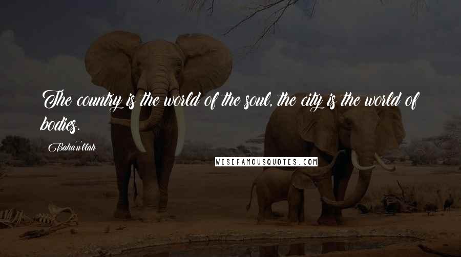 Baha'u'llah Quotes: The country is the world of the soul, the city is the world of bodies.