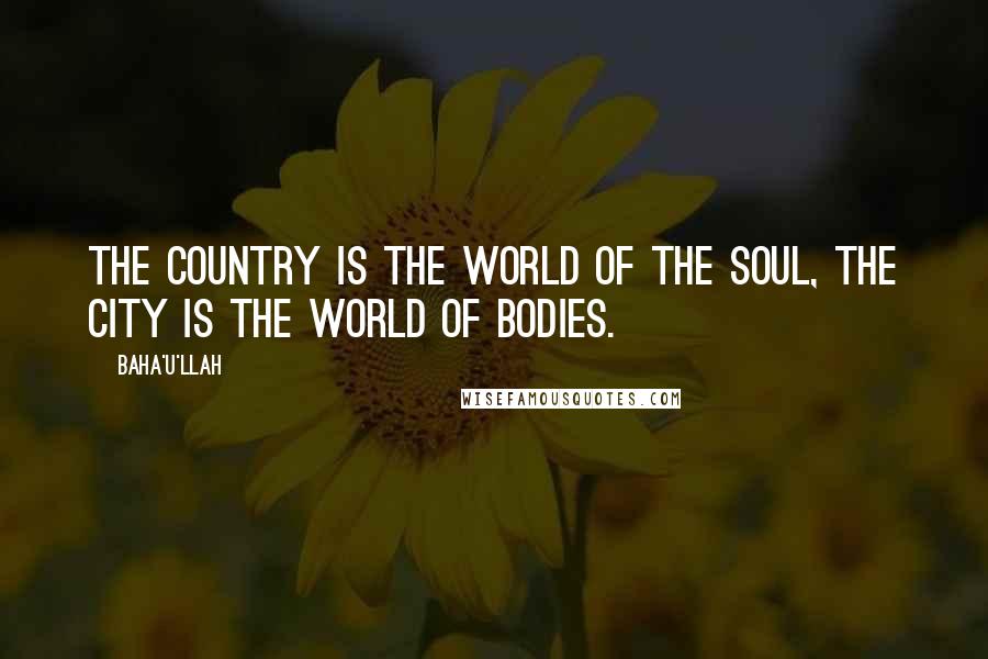 Baha'u'llah Quotes: The country is the world of the soul, the city is the world of bodies.