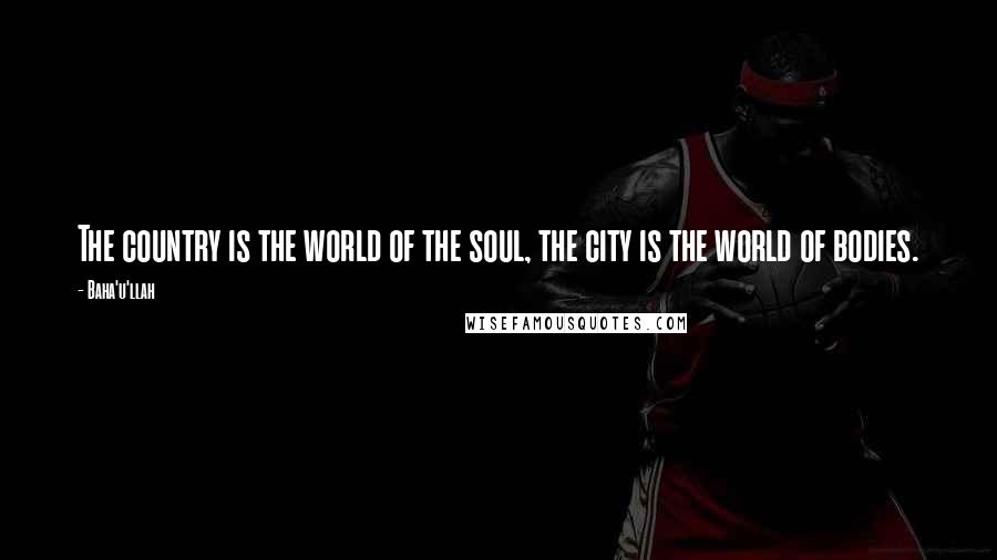 Baha'u'llah Quotes: The country is the world of the soul, the city is the world of bodies.