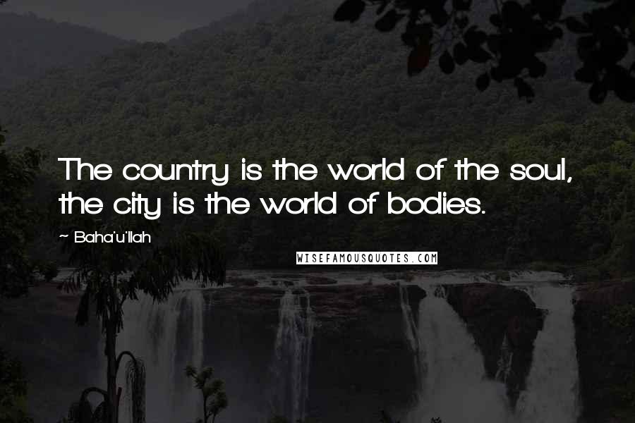 Baha'u'llah Quotes: The country is the world of the soul, the city is the world of bodies.