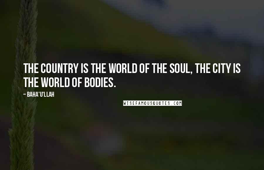 Baha'u'llah Quotes: The country is the world of the soul, the city is the world of bodies.