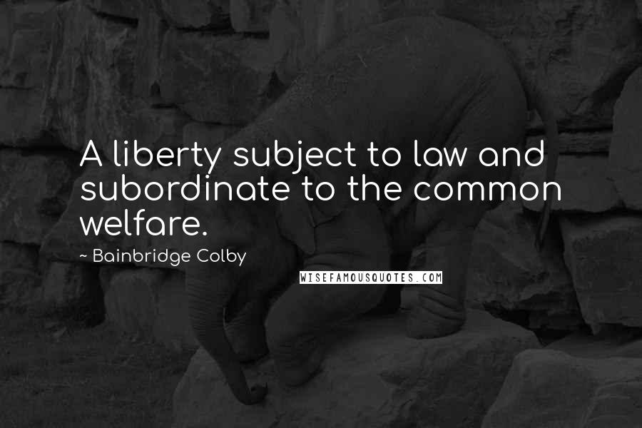 Bainbridge Colby Quotes: A liberty subject to law and subordinate to the common welfare.