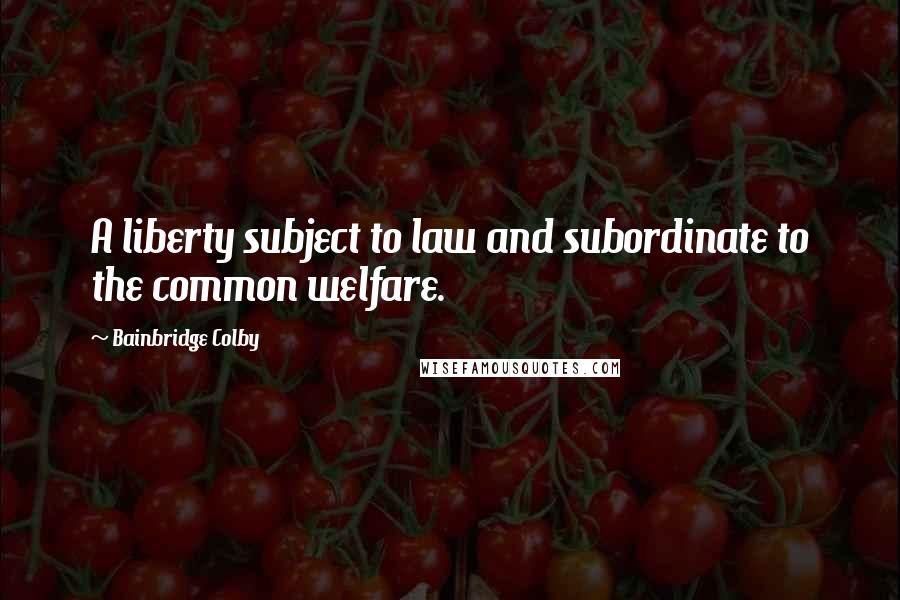 Bainbridge Colby Quotes: A liberty subject to law and subordinate to the common welfare.