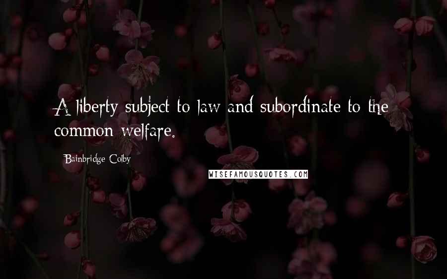 Bainbridge Colby Quotes: A liberty subject to law and subordinate to the common welfare.