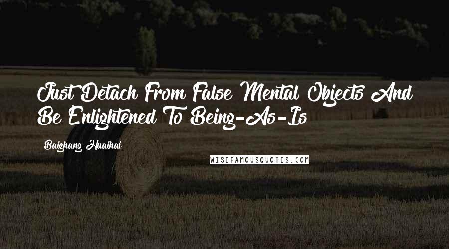 Baizhang Huaihai Quotes: Just Detach From False Mental Objects And Be Enlightened To Being-As-Is