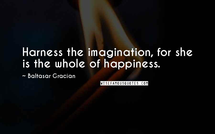 Baltasar Gracian Quotes: Harness the imagination, for she is the whole of happiness.