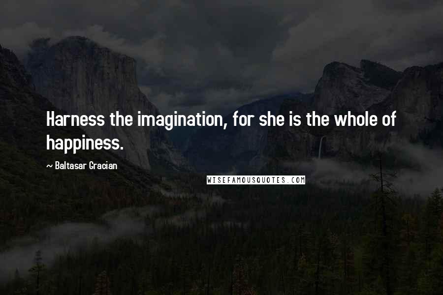 Baltasar Gracian Quotes: Harness the imagination, for she is the whole of happiness.