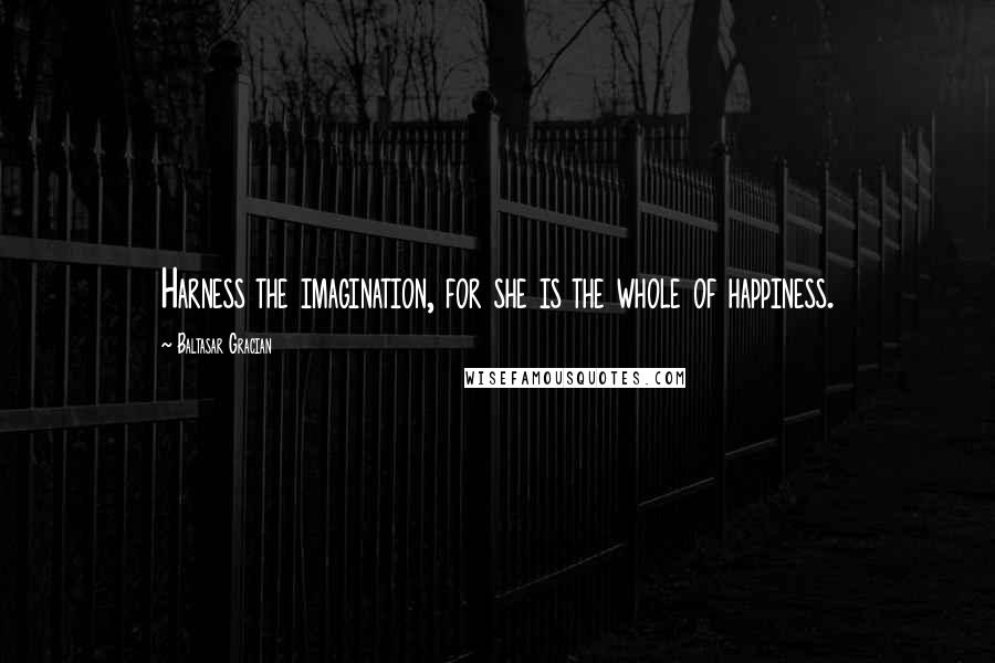 Baltasar Gracian Quotes: Harness the imagination, for she is the whole of happiness.