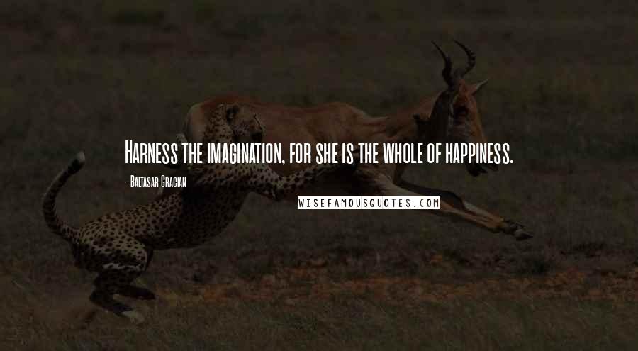 Baltasar Gracian Quotes: Harness the imagination, for she is the whole of happiness.