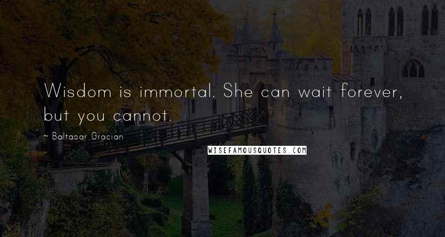 Baltasar Gracian Quotes: Wisdom is immortal. She can wait forever, but you cannot.