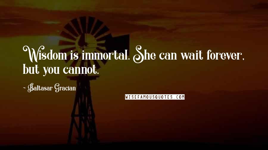 Baltasar Gracian Quotes: Wisdom is immortal. She can wait forever, but you cannot.