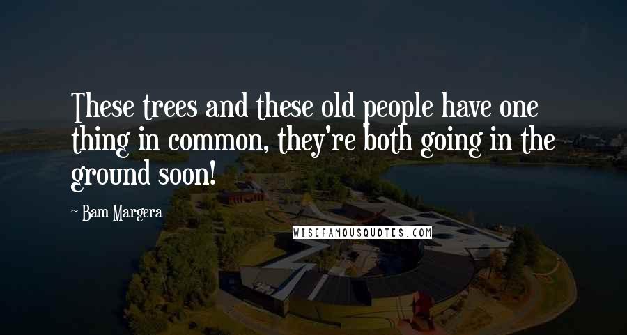 Bam Margera Quotes: These trees and these old people have one thing in common, they're both going in the ground soon!
