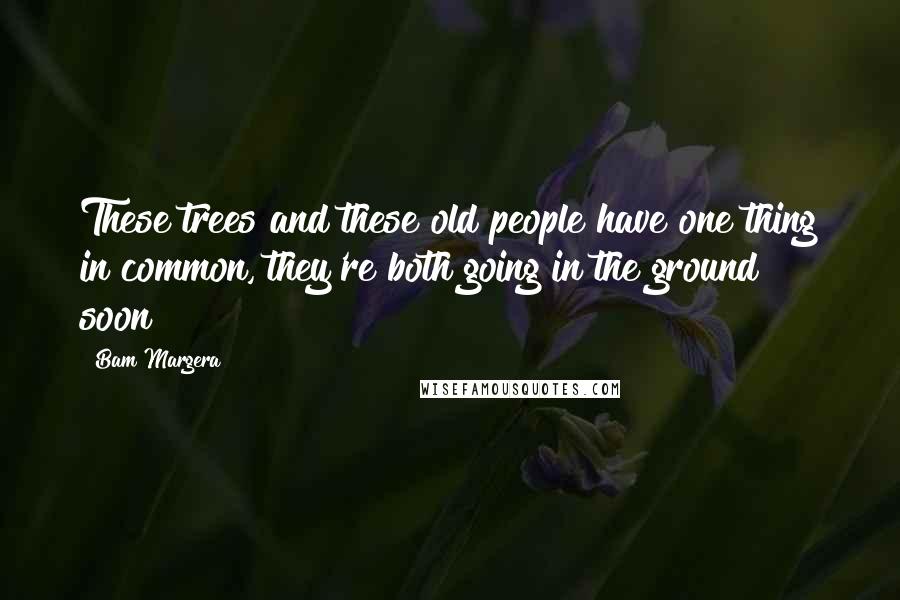 Bam Margera Quotes: These trees and these old people have one thing in common, they're both going in the ground soon!