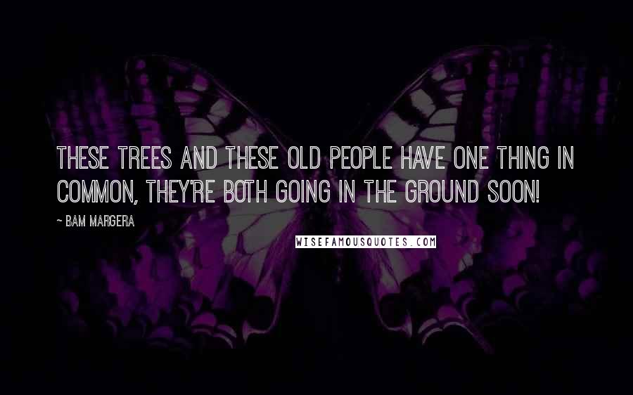 Bam Margera Quotes: These trees and these old people have one thing in common, they're both going in the ground soon!