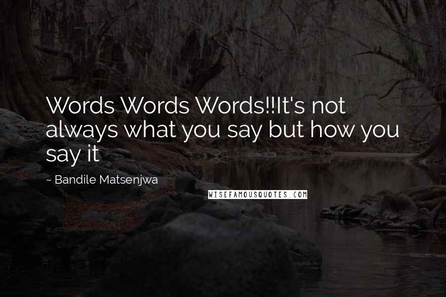 Bandile Matsenjwa Quotes: Words Words Words!!It's not always what you say but how you say it