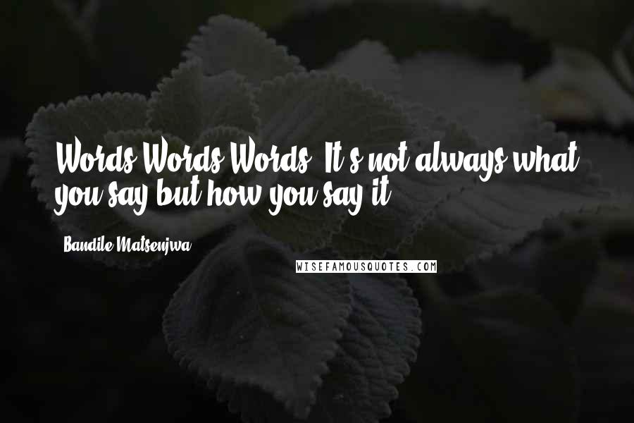 Bandile Matsenjwa Quotes: Words Words Words!!It's not always what you say but how you say it