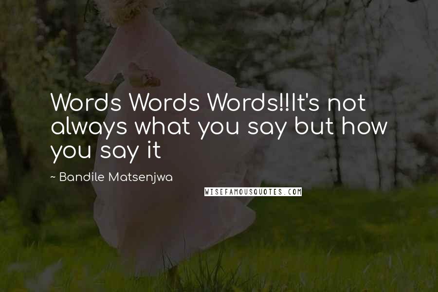 Bandile Matsenjwa Quotes: Words Words Words!!It's not always what you say but how you say it