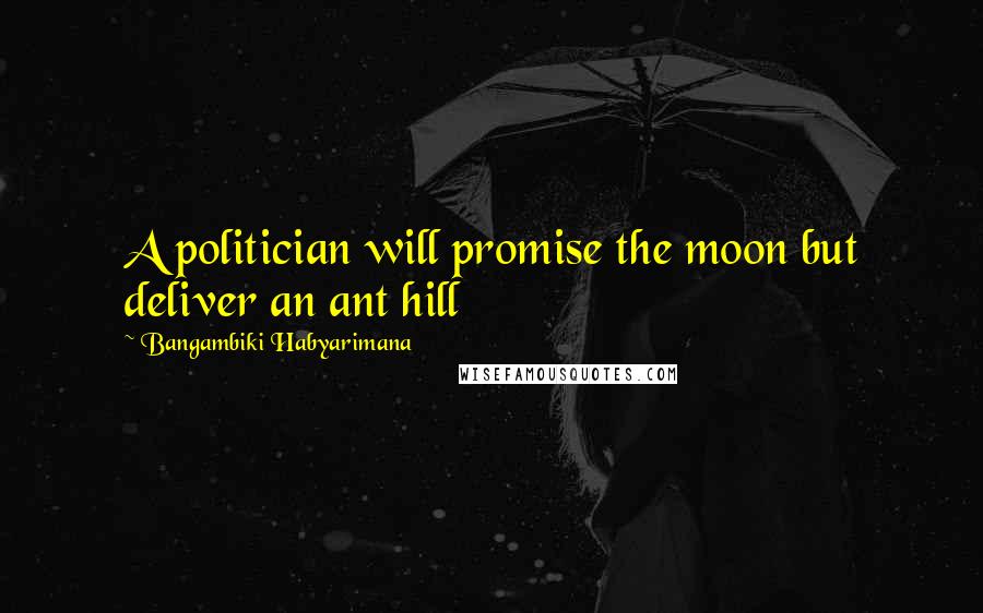 Bangambiki Habyarimana Quotes: A politician will promise the moon but deliver an ant hill