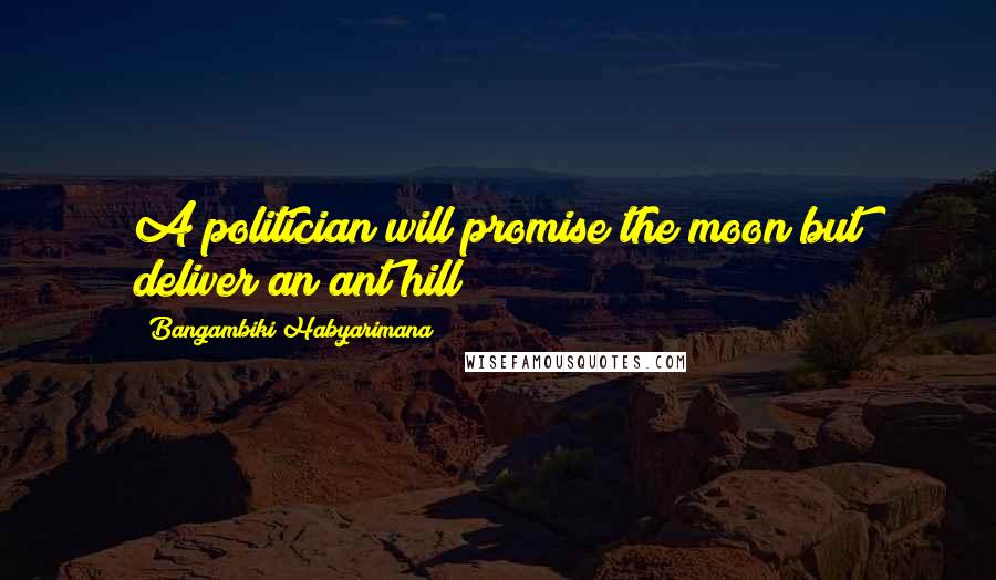 Bangambiki Habyarimana Quotes: A politician will promise the moon but deliver an ant hill