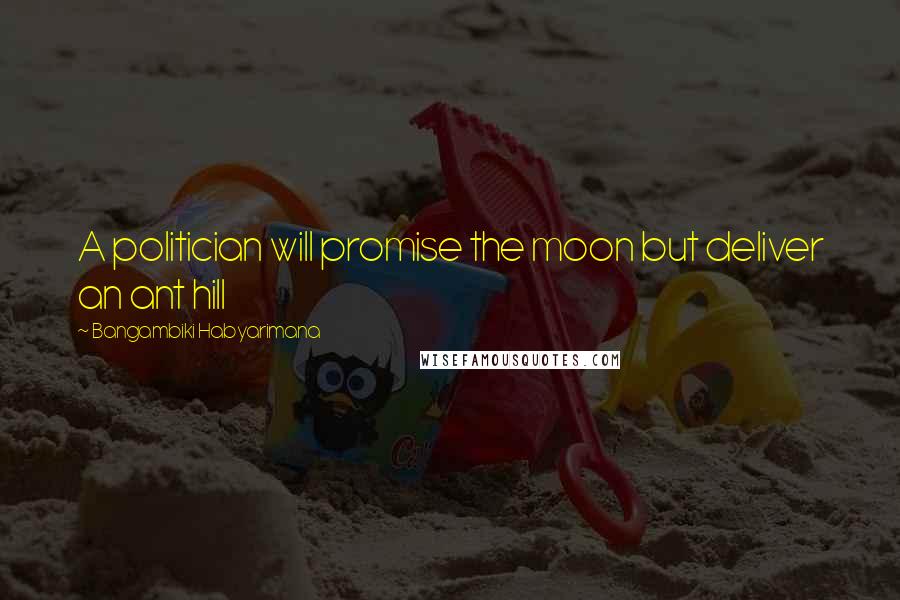 Bangambiki Habyarimana Quotes: A politician will promise the moon but deliver an ant hill