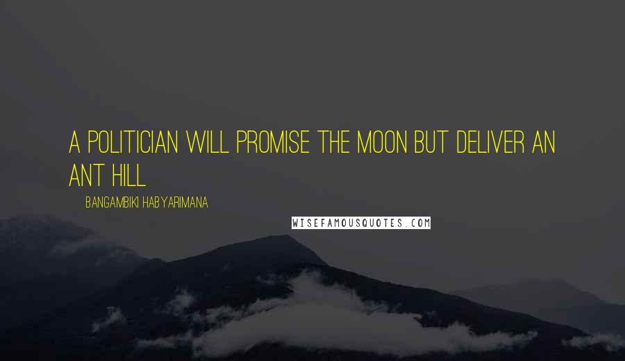 Bangambiki Habyarimana Quotes: A politician will promise the moon but deliver an ant hill