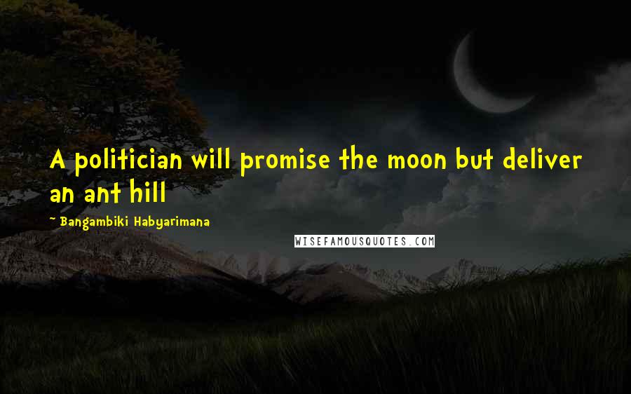 Bangambiki Habyarimana Quotes: A politician will promise the moon but deliver an ant hill