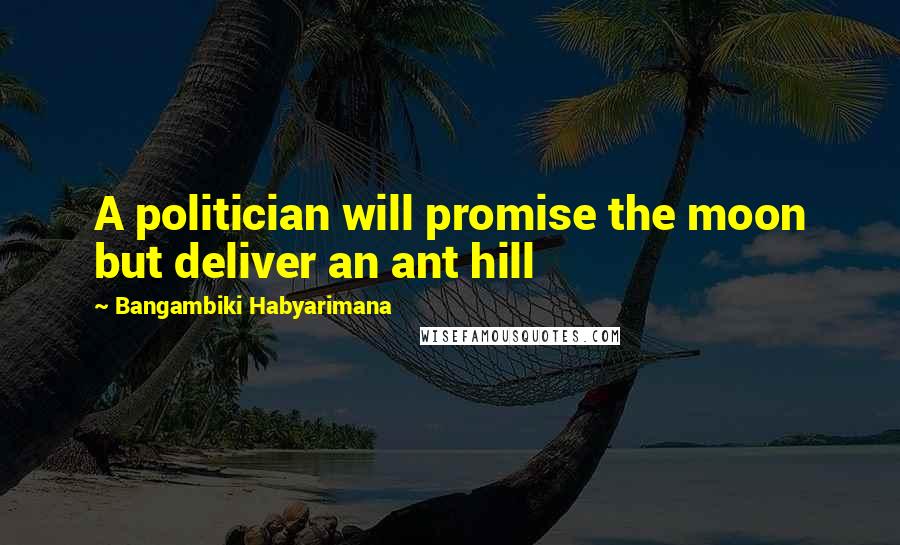 Bangambiki Habyarimana Quotes: A politician will promise the moon but deliver an ant hill