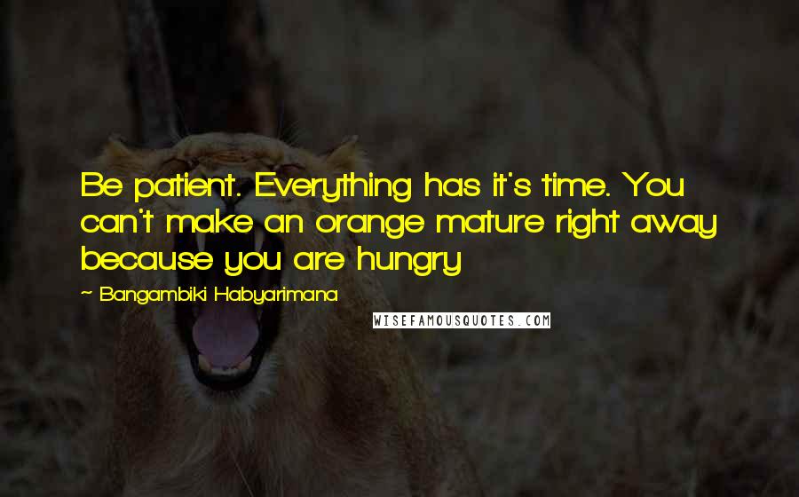 Bangambiki Habyarimana Quotes: Be patient. Everything has it's time. You can't make an orange mature right away because you are hungry