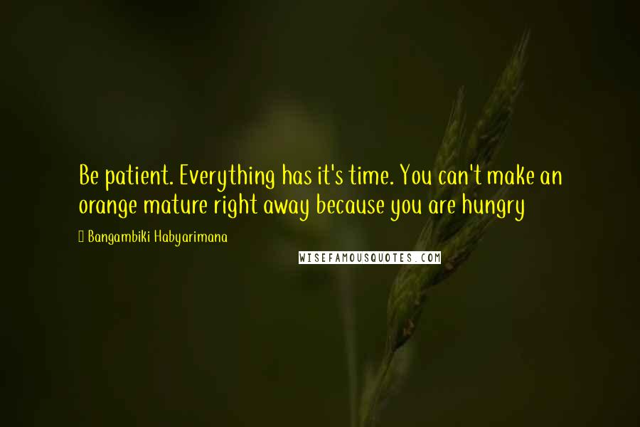 Bangambiki Habyarimana Quotes: Be patient. Everything has it's time. You can't make an orange mature right away because you are hungry