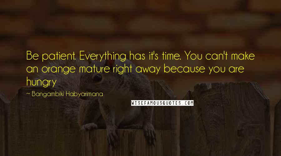 Bangambiki Habyarimana Quotes: Be patient. Everything has it's time. You can't make an orange mature right away because you are hungry