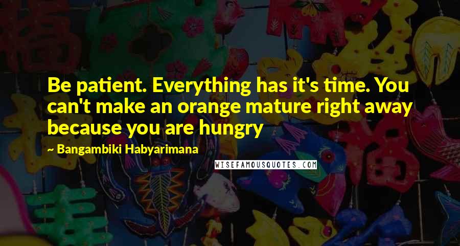 Bangambiki Habyarimana Quotes: Be patient. Everything has it's time. You can't make an orange mature right away because you are hungry