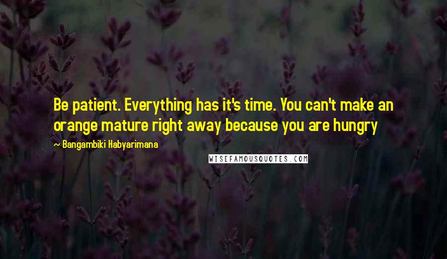 Bangambiki Habyarimana Quotes: Be patient. Everything has it's time. You can't make an orange mature right away because you are hungry