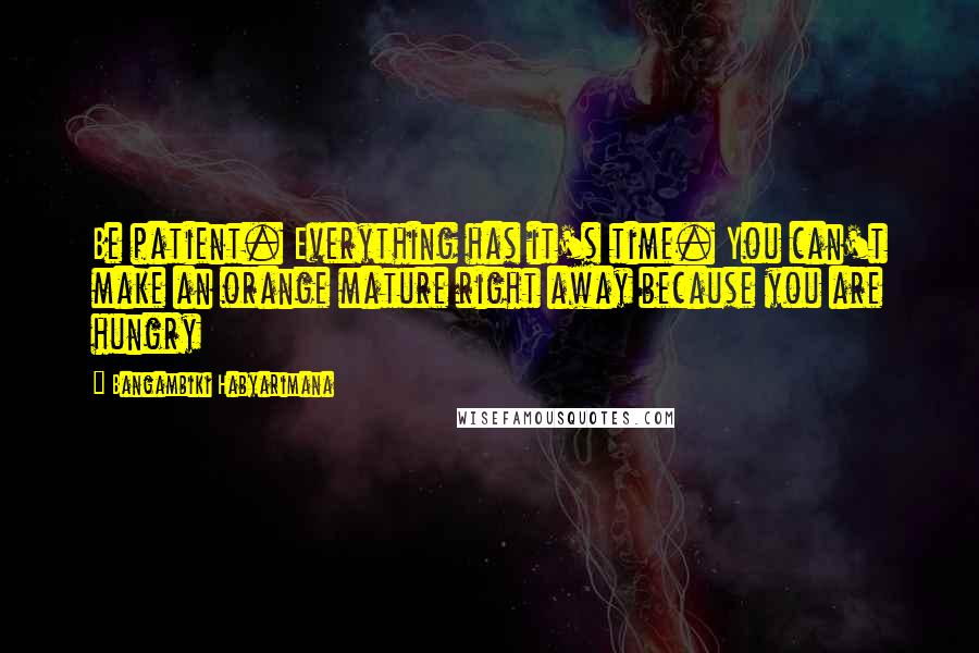 Bangambiki Habyarimana Quotes: Be patient. Everything has it's time. You can't make an orange mature right away because you are hungry