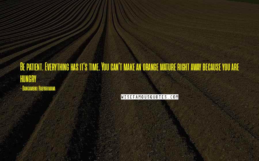 Bangambiki Habyarimana Quotes: Be patient. Everything has it's time. You can't make an orange mature right away because you are hungry