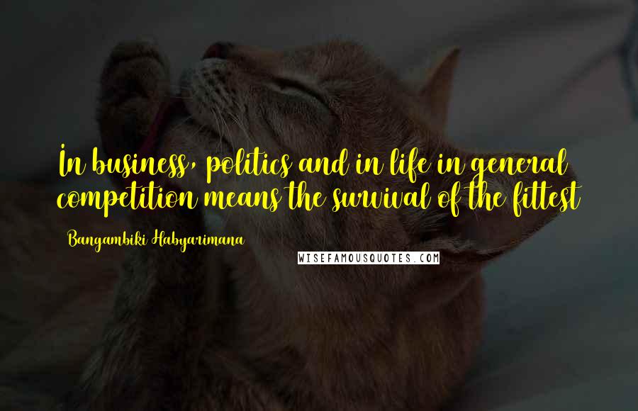Bangambiki Habyarimana Quotes: In business, politics and in life in general competition means the survival of the fittest