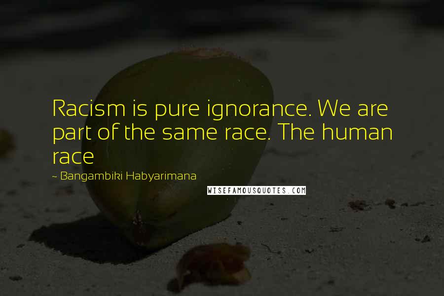 Bangambiki Habyarimana Quotes: Racism is pure ignorance. We are part of the same race. The human race