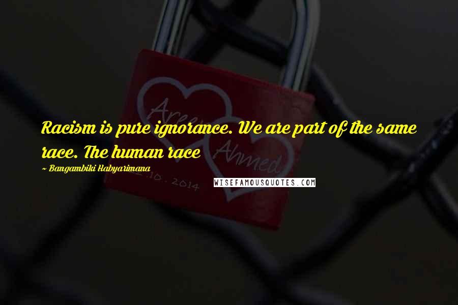 Bangambiki Habyarimana Quotes: Racism is pure ignorance. We are part of the same race. The human race