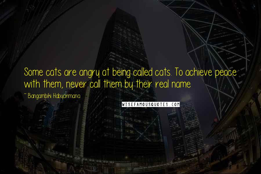 Bangambiki Habyarimana Quotes: Some cats are angry at being called cats. To achieve peace with them, never call them by their real name