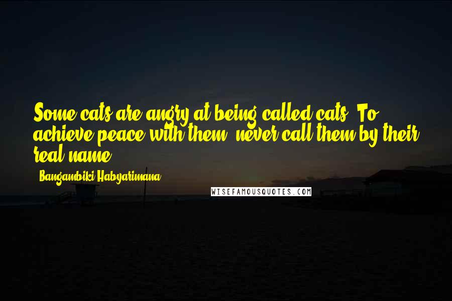 Bangambiki Habyarimana Quotes: Some cats are angry at being called cats. To achieve peace with them, never call them by their real name