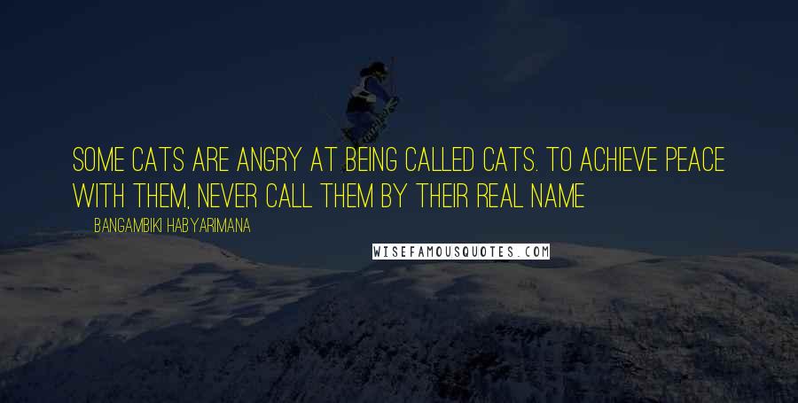 Bangambiki Habyarimana Quotes: Some cats are angry at being called cats. To achieve peace with them, never call them by their real name