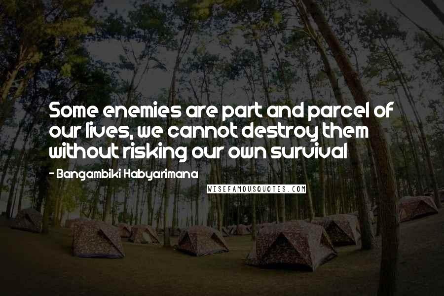 Bangambiki Habyarimana Quotes: Some enemies are part and parcel of our lives, we cannot destroy them without risking our own survival