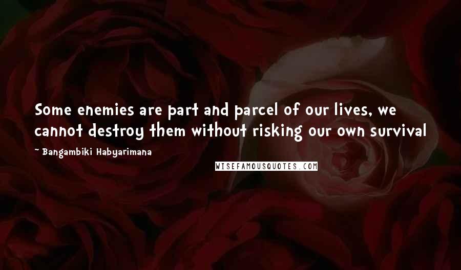Bangambiki Habyarimana Quotes: Some enemies are part and parcel of our lives, we cannot destroy them without risking our own survival