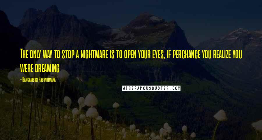 Bangambiki Habyarimana Quotes: The only way to stop a nightmare is to open your eyes, if perchance you realize you were dreaming