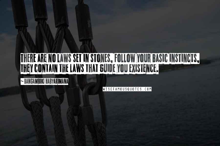 Bangambiki Habyarimana Quotes: There are no laws set in stones, follow your basic instincts, they contain the laws that guide you existence.