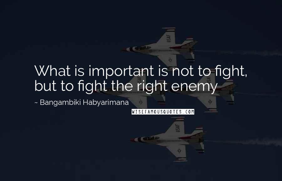 Bangambiki Habyarimana Quotes: What is important is not to fight, but to fight the right enemy