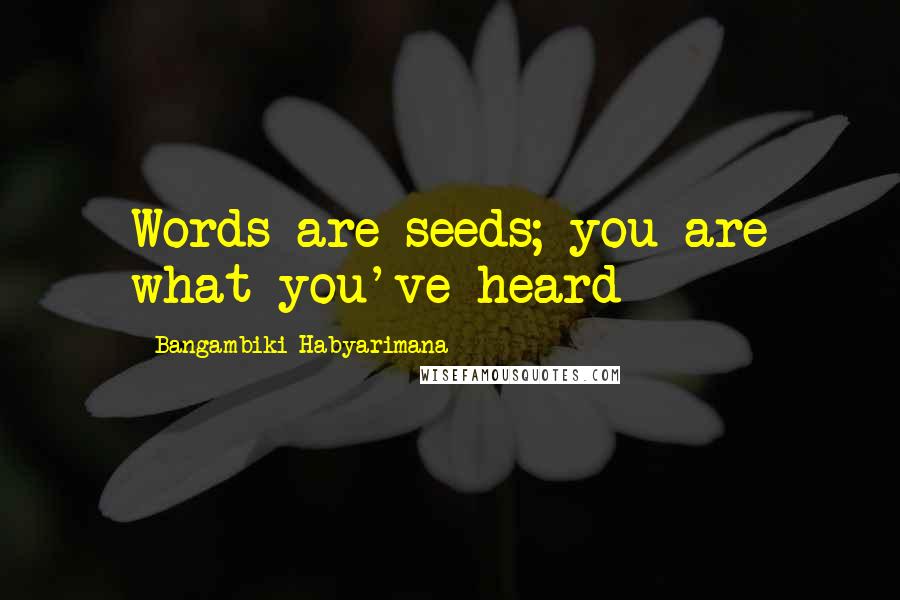 Bangambiki Habyarimana Quotes: Words are seeds; you are what you've heard